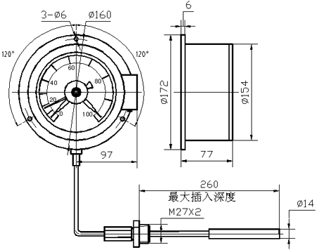 WTZ-288、WTQ-288 電接點壓力式溫度計